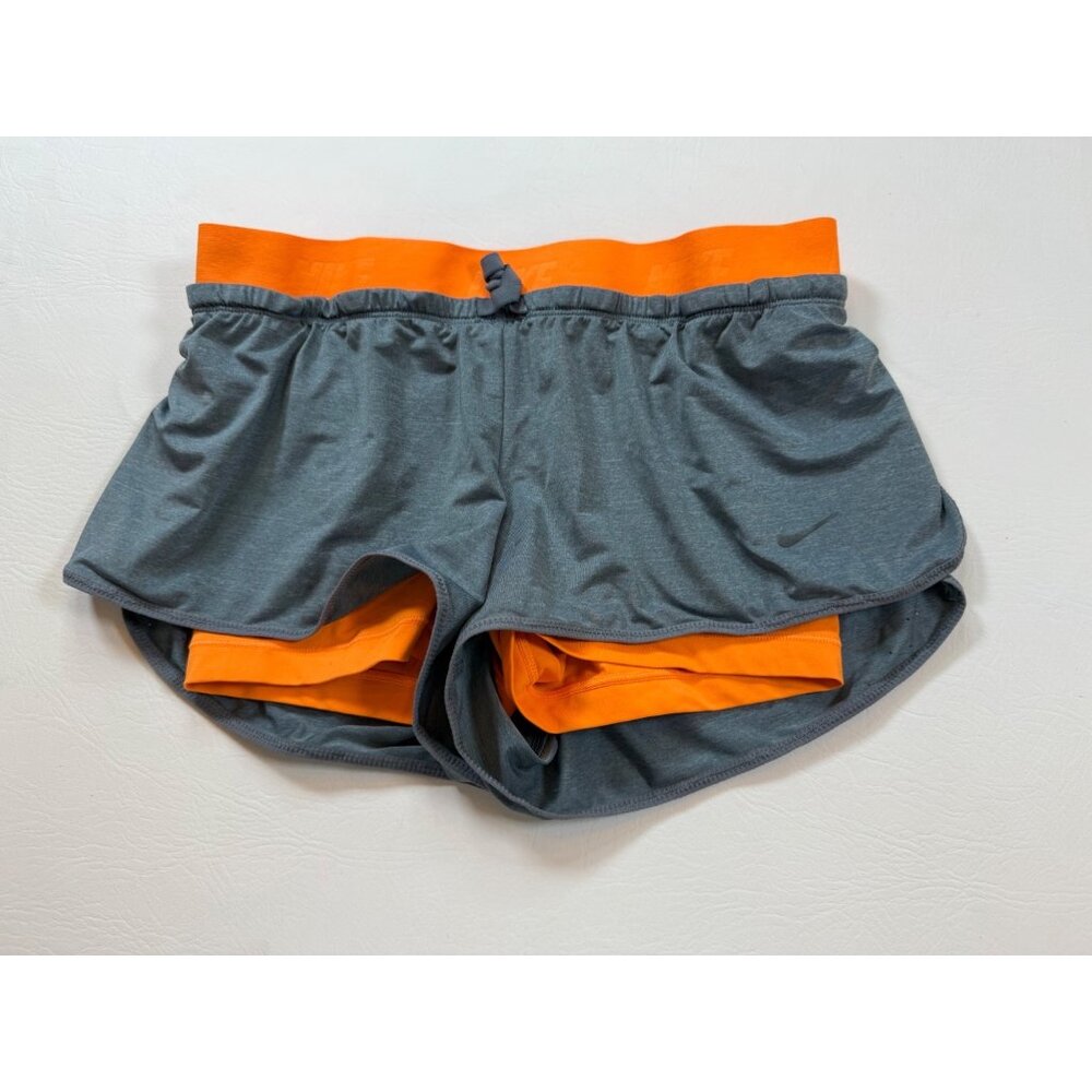 Nike Dri-Fit Womens Orange & Gray Shorts XS Activewear Running Gym (bin HH126)